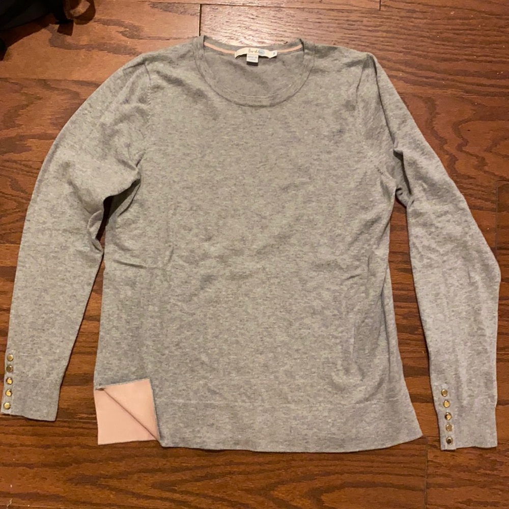Boden Women's Crewneck Button Cuff Sweater Grey M